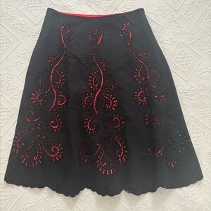 NWT Basil&Maude Elegant Black and Red Embroidered Skirt